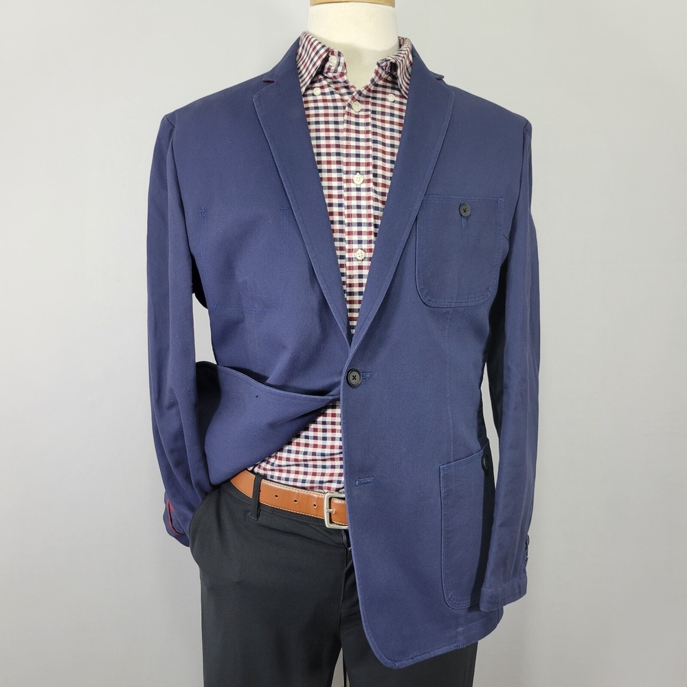 INC International Concepts Men's Sport Coat Blazer Two Button Cotton Twill Large